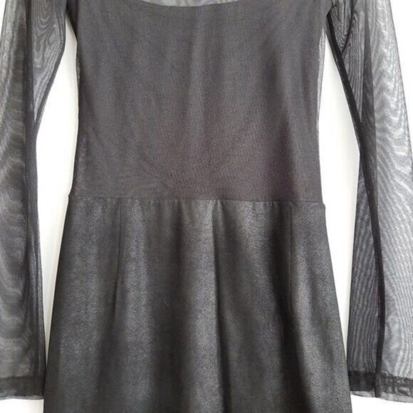 BCBGMAXAZRIA / Black Mesh Long Sleeve Fitted Short Mini Dress Sz XS - Picture 12 of 16